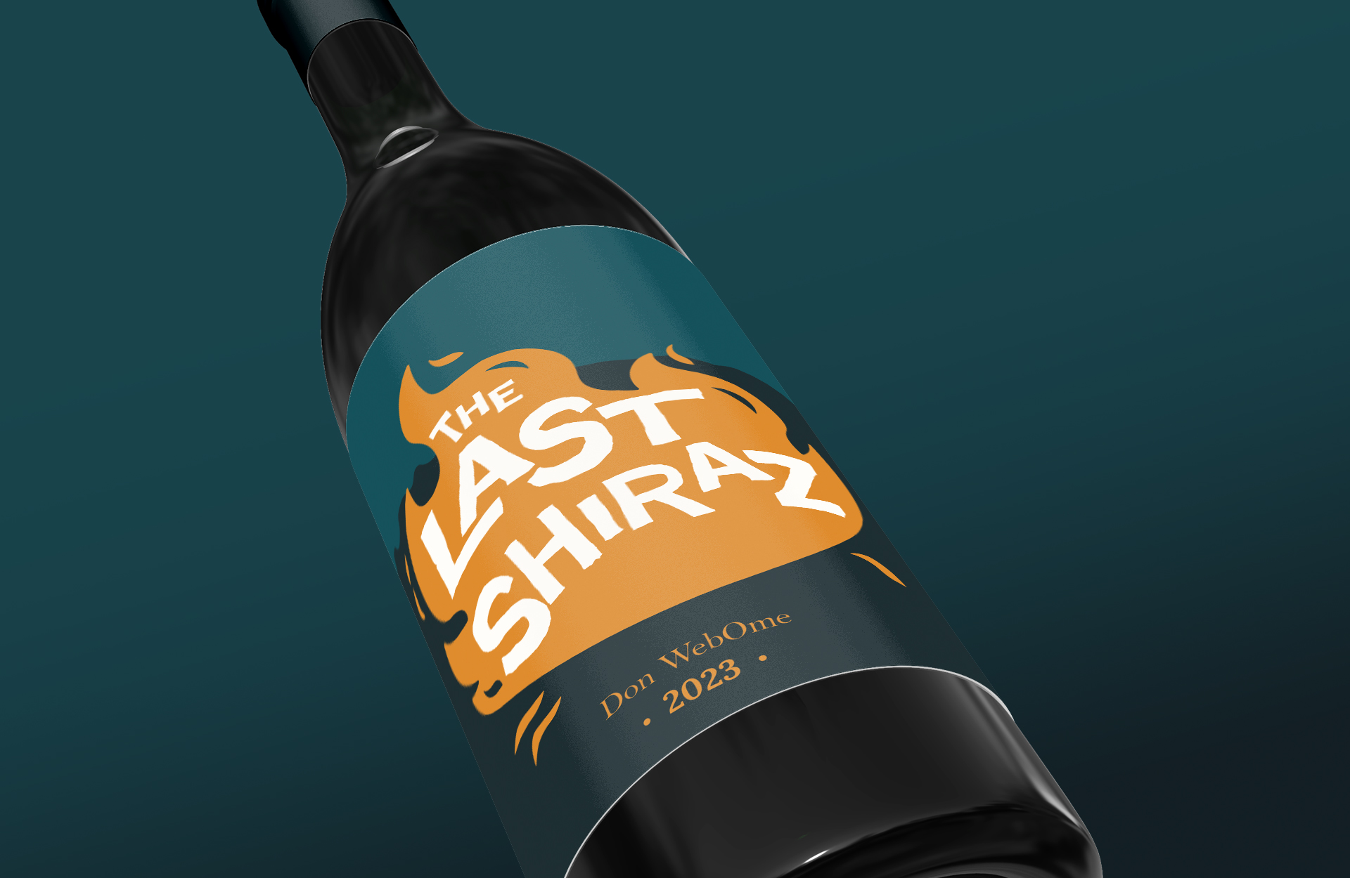 The last shiraz label. A orange flame illustration containing the text 'The Last Shiraz'